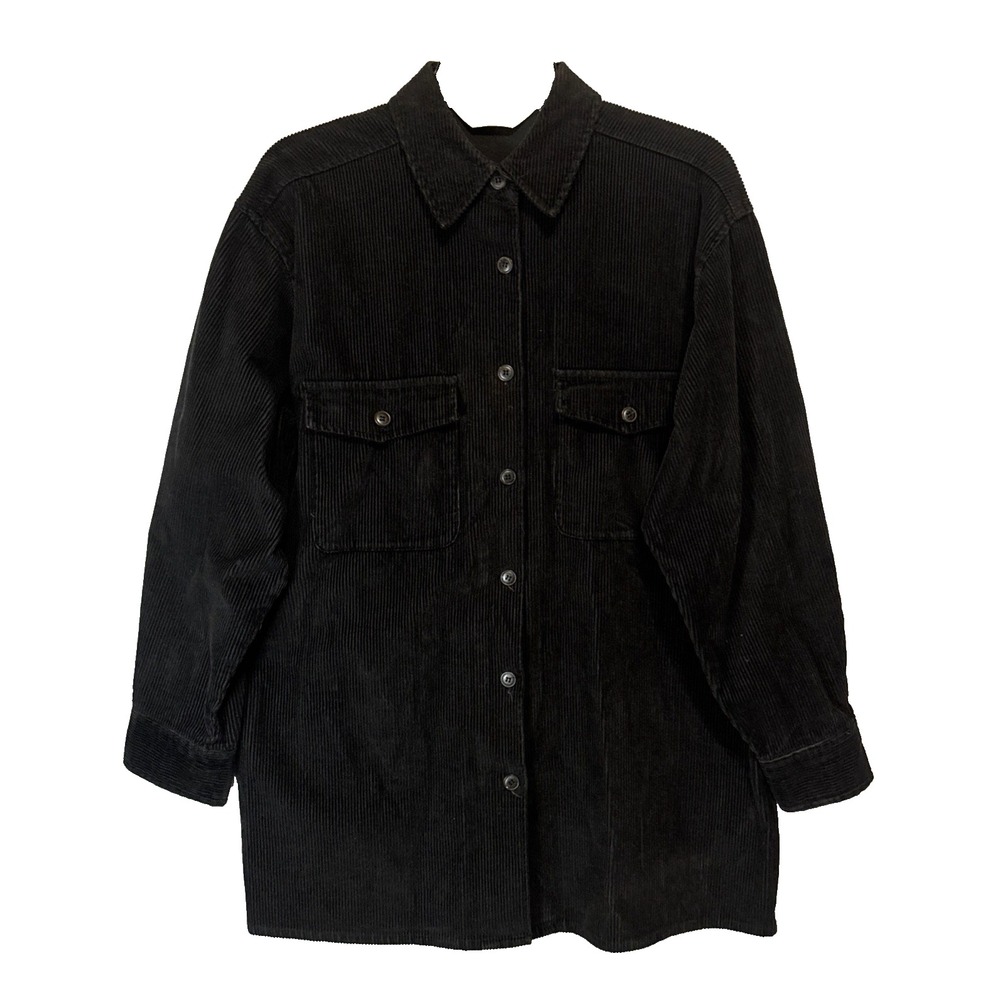 Eddie Bauer Women's Corduroy Vintage Jacket Shacket Black Large